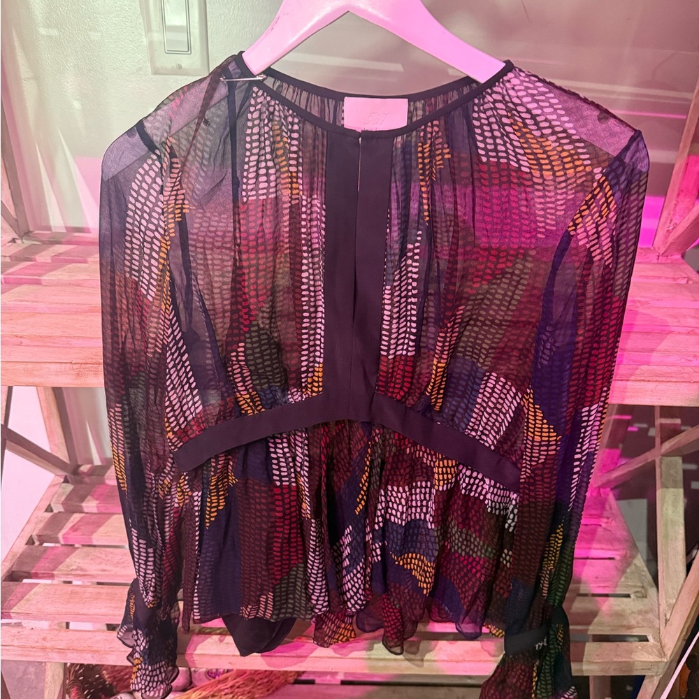 Cinq à Sept Colorful Sheer Blouse